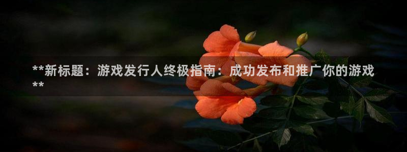 门徒平台开户要求是什么：**新标题：游戏发行人终极指南：成功发布和推广你的游戏
**