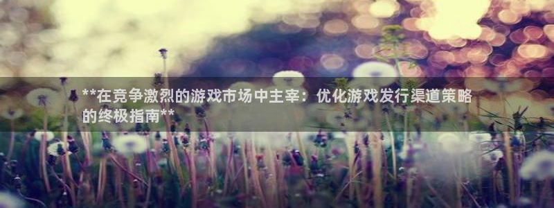 门徒平台开户流程：**在竞争激烈的游戏市场中主宰：优化游戏发行渠道策略
的终极指南**